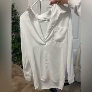 Missguided white sheer blouse